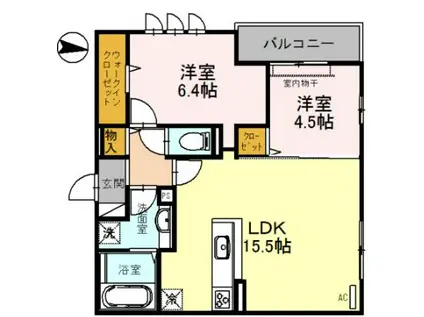 メゾンドール北野田(2LDK/3階)の間取り写真