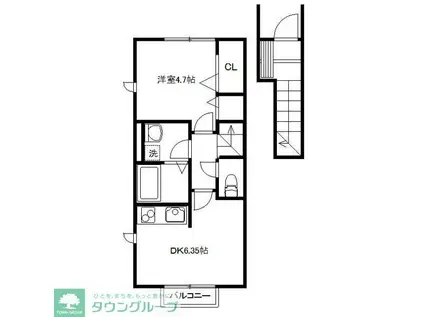 ハイムパインII(1DK/2階)の間取り写真