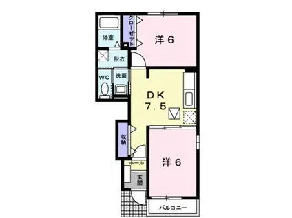 ブローテ 守山市播磨田町(2DK/1階)の間取り写真
