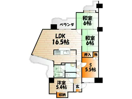 イマ-ジュ小倉若園(3SLDK/1階)の間取り写真