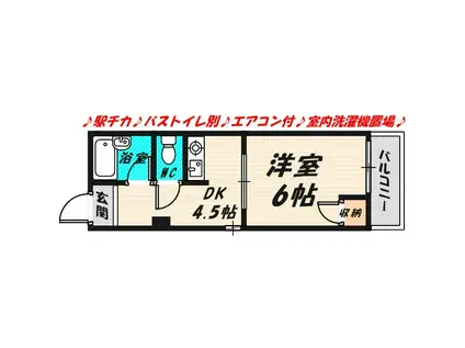 ミヤックス千林(1DK/4階)の間取り写真