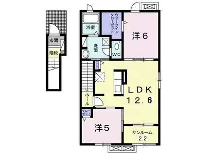 ソール オリエンスVIII(2LDK/2階)の間取り写真