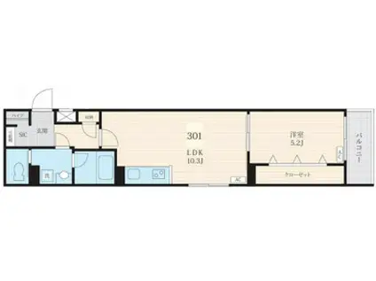 フォセット町屋(1LDK/3階)の間取り写真