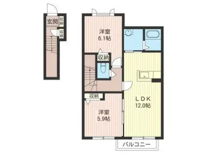 アステドミール(2LDK/2階)の間取り写真