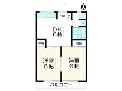 ハイツ谷沢(2DK/1階)の間取り写真