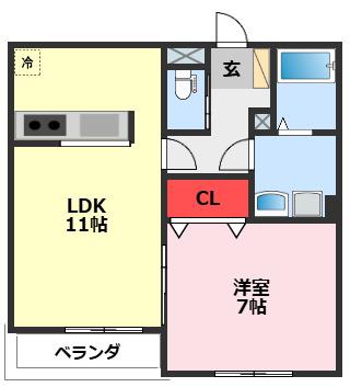 エクセルメゾン南流山(1LDK/2階)の間取り写真