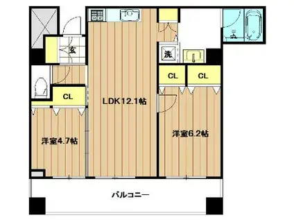 パレスコート小橋(2LDK/5階)の間取り写真