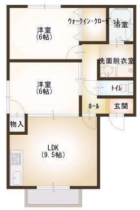 イーグル&バーディー館A棟(2LDK/2階)の間取り写真