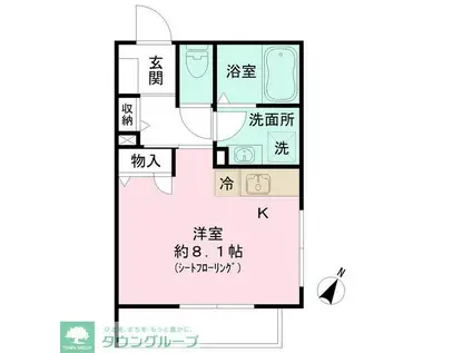 コート西山(ワンルーム/1階)の間取り写真