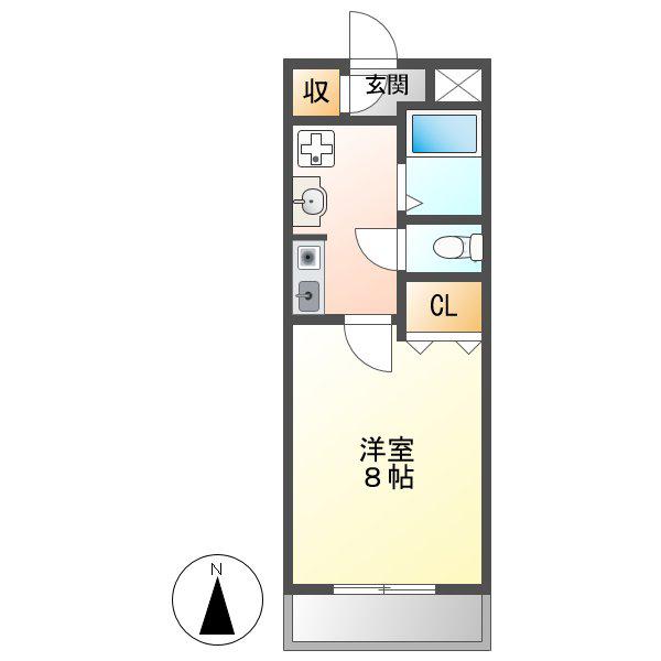 プライムステージK(1K/4階)の間取り写真