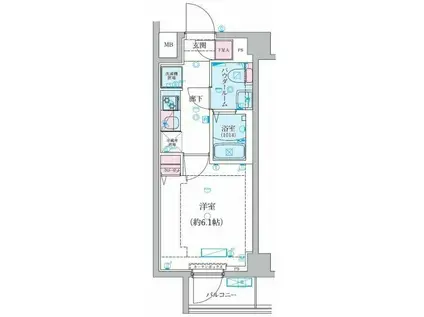 GENOVIA堀切菖蒲園(1K/1階)の間取り写真