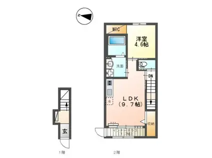 西宮市山口町下山口アパート工事(1LDK/2階)の間取り写真