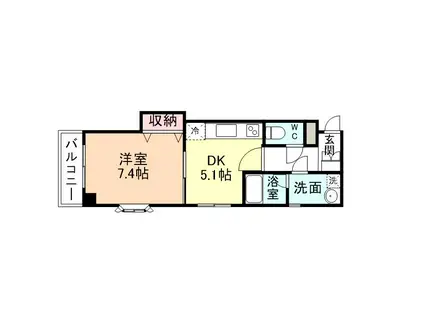 サンライズ五福公園(1DK/4階)の間取り写真