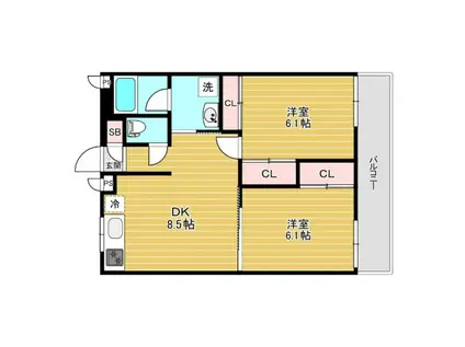 ラインハウス(2DK/3階)の間取り写真