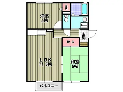 セピアコートB(2LDK/1階)の間取り写真