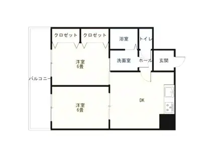 シャルム中島(2DK/7階)の間取り写真