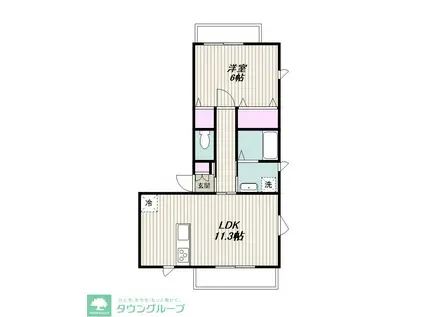 グランベリー(1LDK/1階)の間取り写真