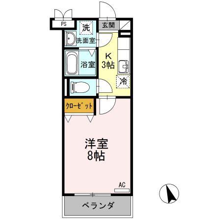 アーベント(1K/1階)の間取り写真