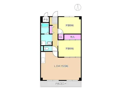 エクセルダイドー 102(2LDK/1階)の間取り写真