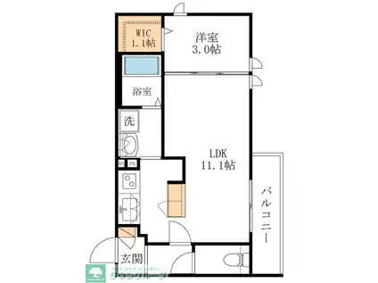 ヘーベルメゾン新栄(1LDK/3階)の間取り写真