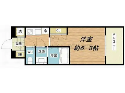 エスリード福島シティグランツ(1K/5階)の間取り写真