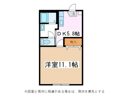 サンスーシ21(1DK/2階)の間取り写真