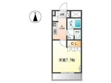 レシェンテV(1K/1階)の間取り写真