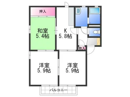 風見本郷B棟(3K/2階)の間取り写真