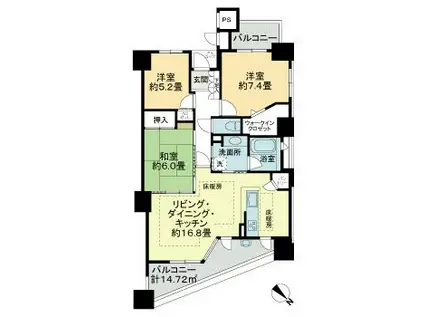 ライオンズステーションプラザ勝川(3LDK/13階)の間取り写真