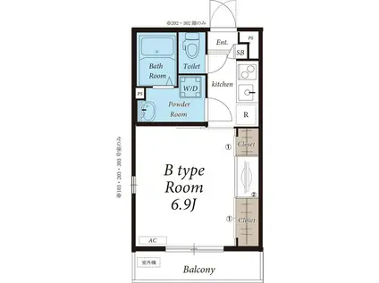 リブリ・アウレリア大久保(1K/1階)の間取り写真