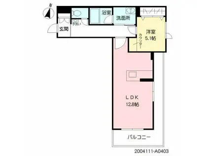 フルール・ド・ヒサノ(1LDK/4階)の間取り写真