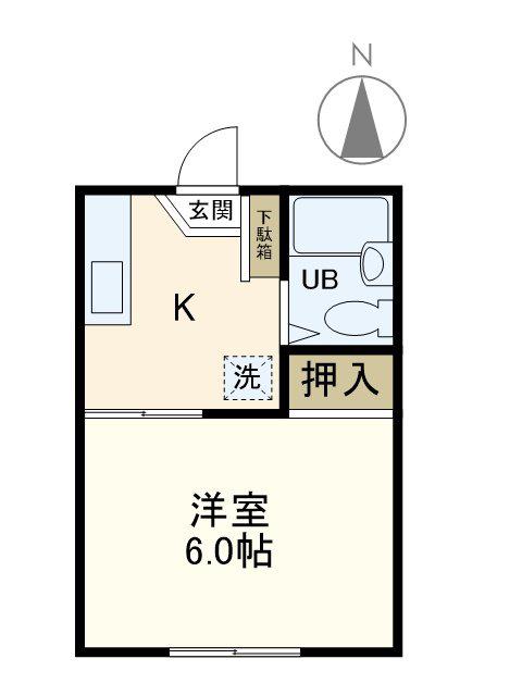アーバンライフ榊原(1K/1階)の間取り写真