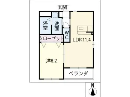 キャッスル篠目(1LDK/2階)の間取り写真