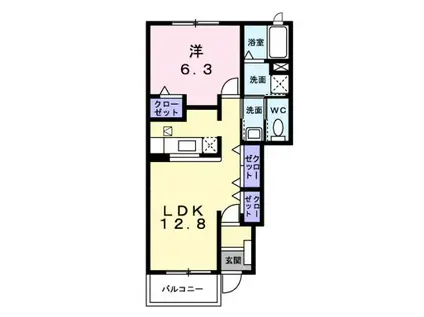 プラシード・M(1LDK/1階)の間取り写真