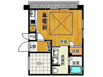 アルディア(1K/4階)の間取り写真