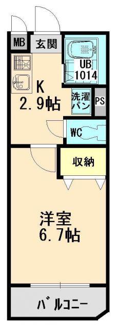 ユーミー池畑マンション(1K/4階)の間取り写真
