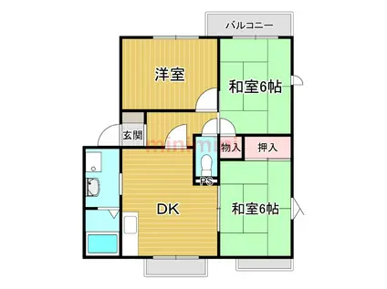 ピネスタウンA棟(3DK/2階)の間取り写真