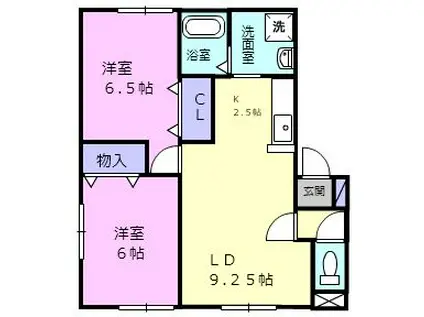プレミールC館(2LDK/1階)の間取り写真
