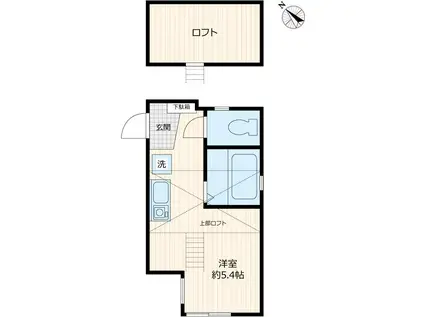 イデアルハイム白楽(ワンルーム/1階)の間取り写真