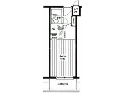 コルム目黒不動前(ワンルーム/3階)の間取り写真