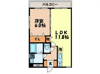 ステーションビュー美坂(1LDK/2階)の間取り写真