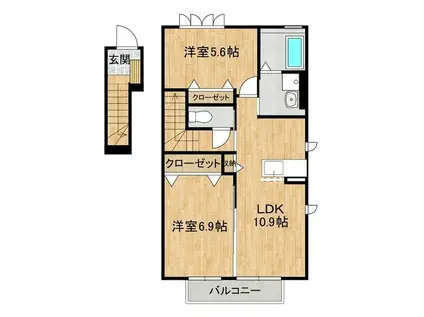 アーク リヴェールII(2LDK/2階)の間取り写真