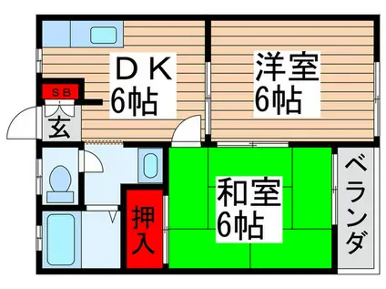 AIコーポ(2DK/2階)の間取り写真