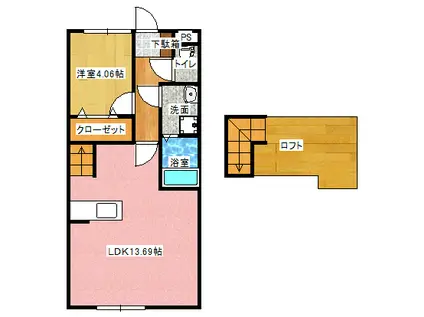 ジェニファー19 C棟(1LDK/1階)の間取り写真