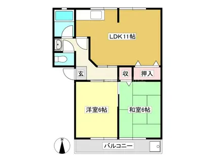 ボヌール絆IV(2LDK/2階)の間取り写真