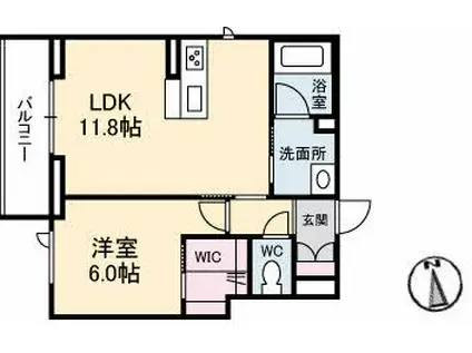 ル・キューブ上福岡町(1LDK/2階)の間取り写真