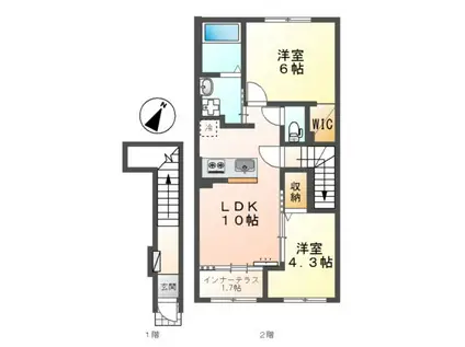 スターテラスII瀬戸(2LDK/2階)の間取り写真
