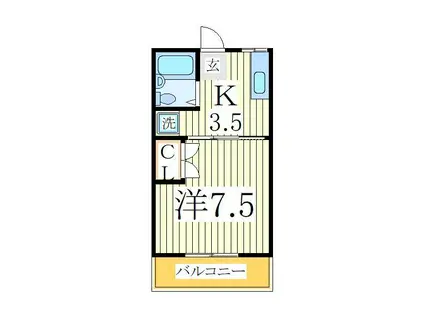 コーポ第二サンライズ(1K/2階)の間取り写真