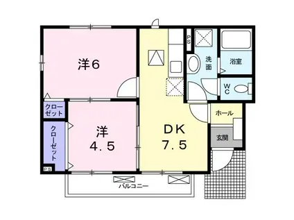クリスタル I(2DK/1階)の間取り写真