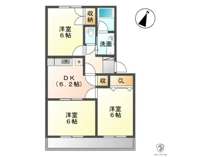 グリーンヒルズ大畑(3DK/1階)の間取り写真